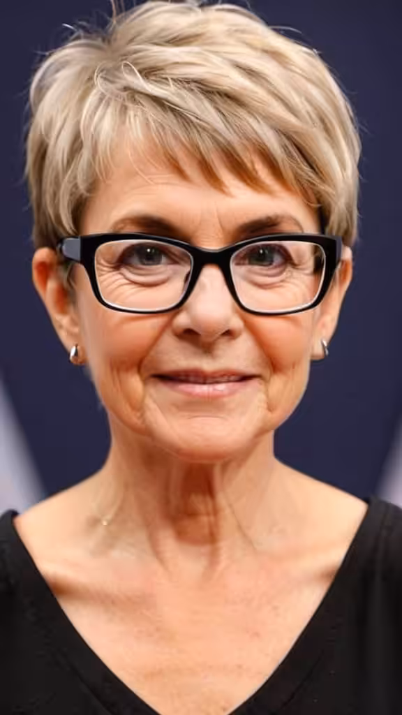 Pixie Cut Wedge Hairstyles With Glasses For Woman Over 60