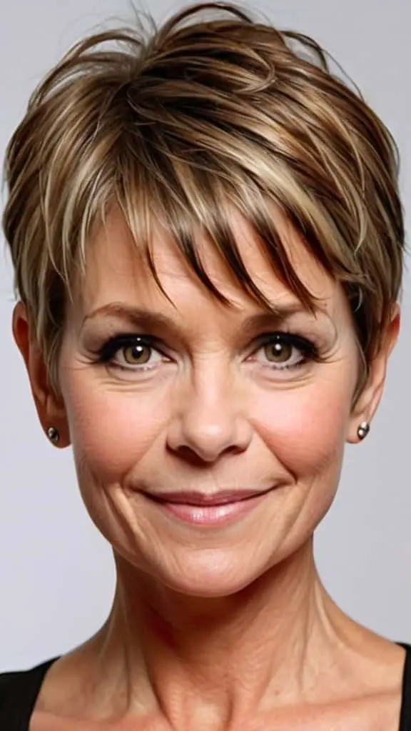 Pixie with Deep Bangs Short Hairstyles For Thin Hair For Woman Over 50