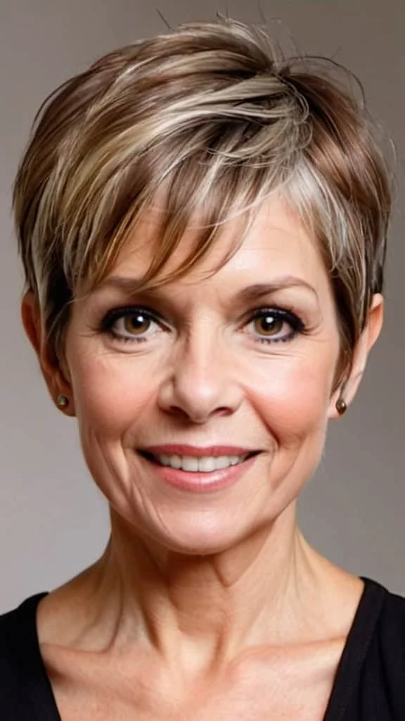 Pixie with Long Bangs Hairstyles for Thin Hair For Women Over 60