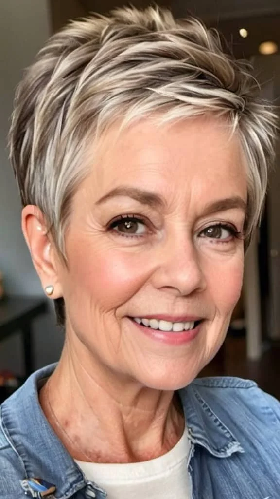 Pixie with Pompadour Short Hairstyles For Fine Hair for Woman Over 70