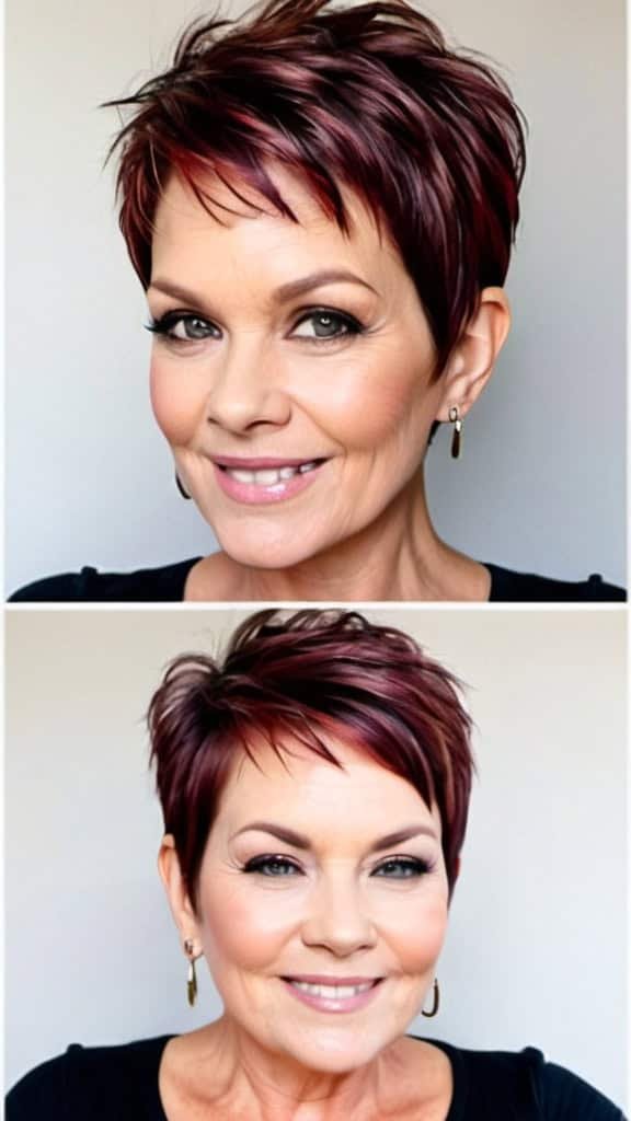 Pixie with Pompadour Short hairstyles for round faces over 50