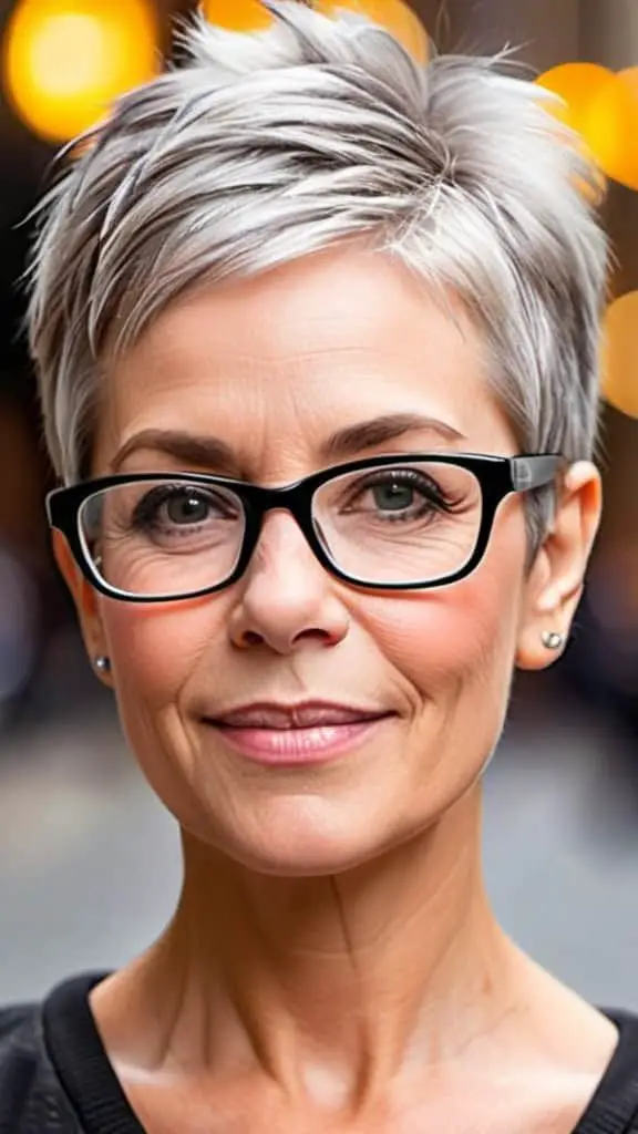Pixie with Shaved Sides Pixie Hairstyles With Glasses For Woman Over 50