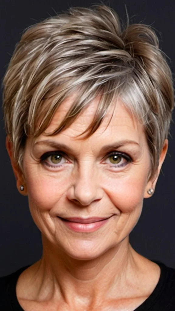 Pixie with Side-Swept Bangs Short spiky haircuts for women over 60