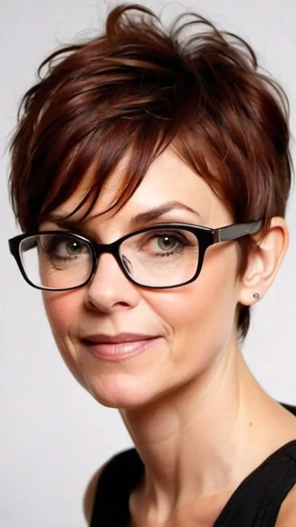 Pixie with a Fringe Pixie Hairstyles With Glasses For Woman Over 50