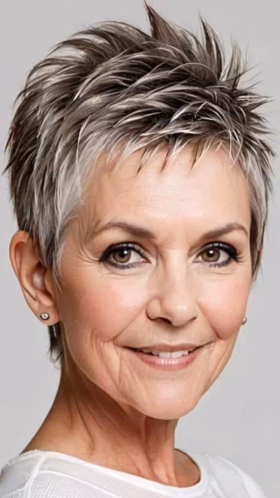 Pixie with a Spiky Top Short spiky haircuts for women over 60
