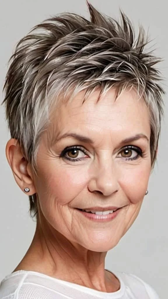 Pixie with a Spiky Top Short spiky haircuts for women over 60