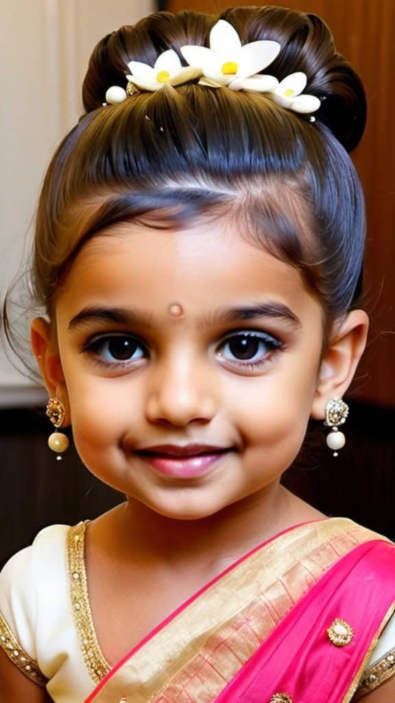 Pull Back Hairdo Indian Wedding Hairstyles for Kids