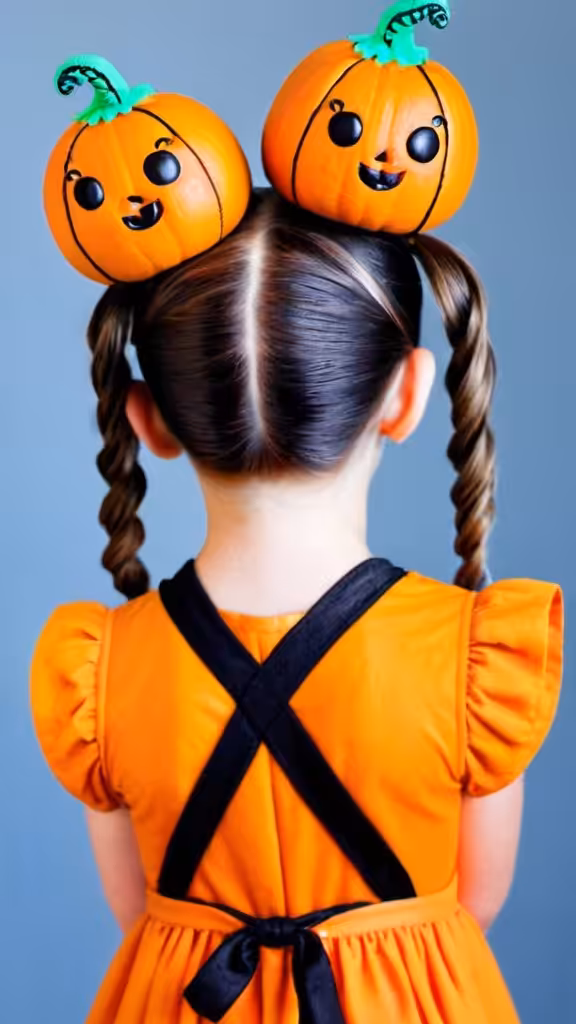 Pumpkin Bun Hairstyles for Halloween for kids
