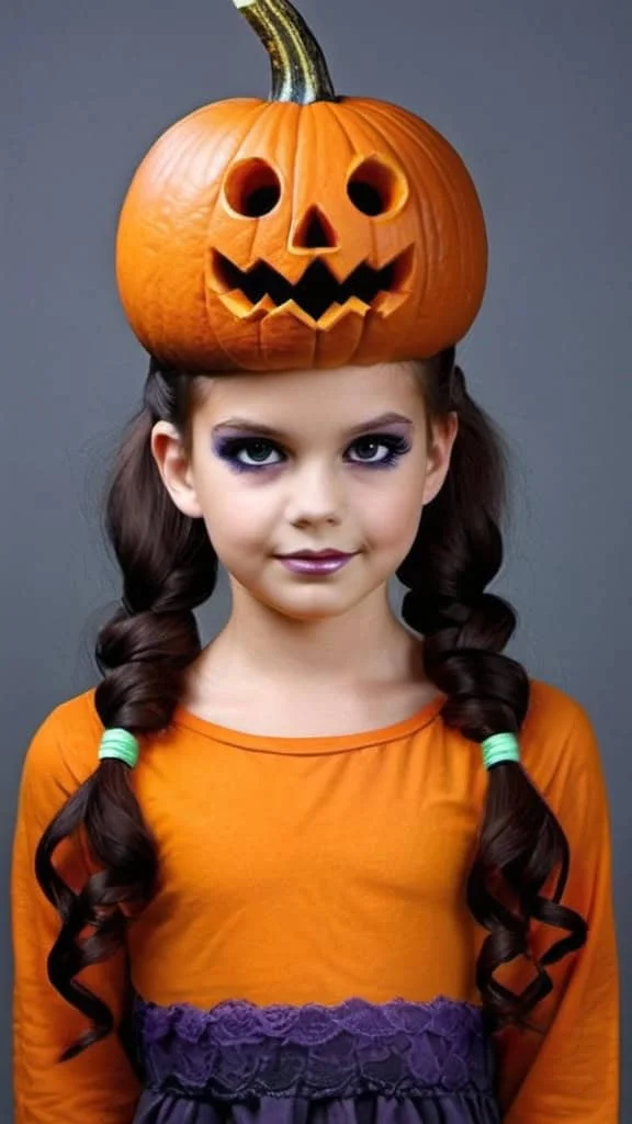 Pumpkin Head hairstyles for Halloween for girls