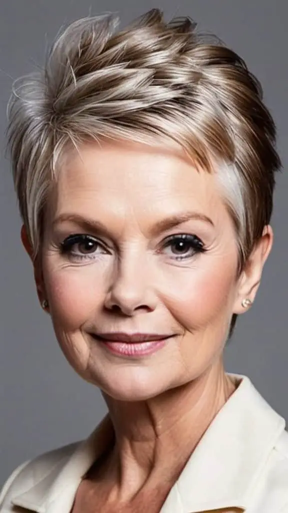 Quiff Pixie Hairstyles for round faces over 60