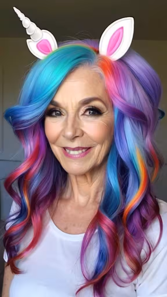 Rainbow Fairy Hairstyle Unicorn Hair For Woman Over 60