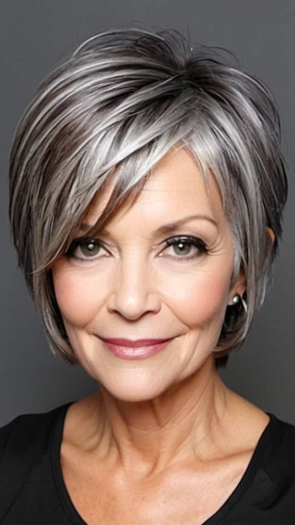 Razor Bob Short Gray Hairstyles For Women Over 50