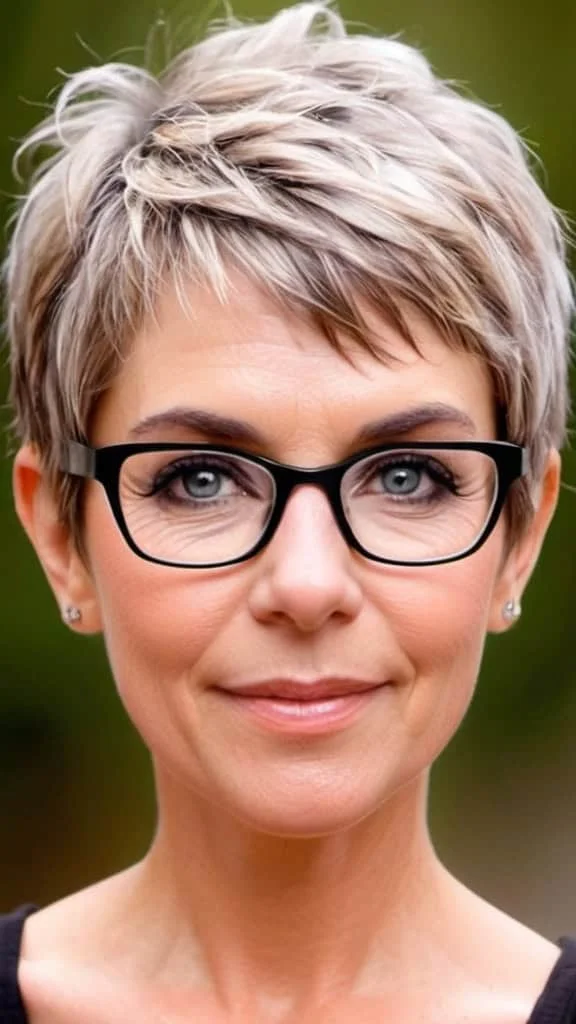 Razored Pixie Cut Pixie Hairstyles With Glasses For Woman Over 50