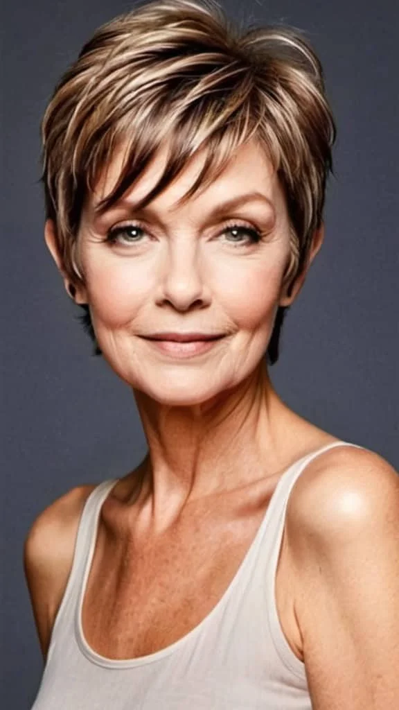 Razored Shag Cut Short Hairstyles For Fine Hair for Woman Over 70