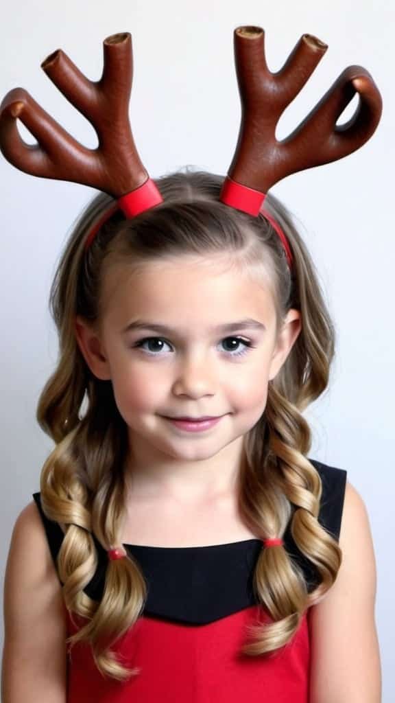 Reindeer Antlers Christmas Hairstyles for Kids