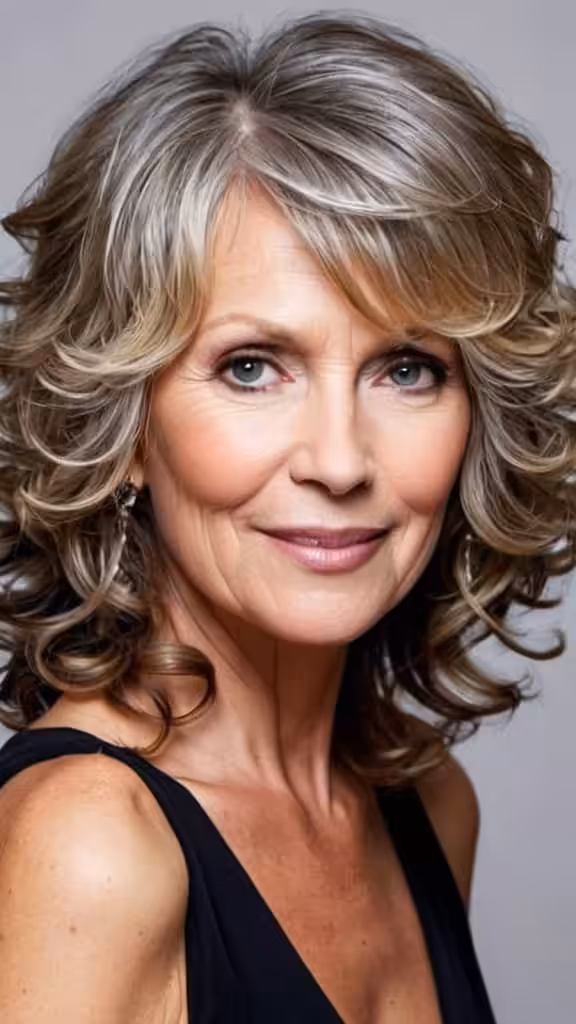 Romantic Rezo Cut Curls Long hairstyles for women over 50
