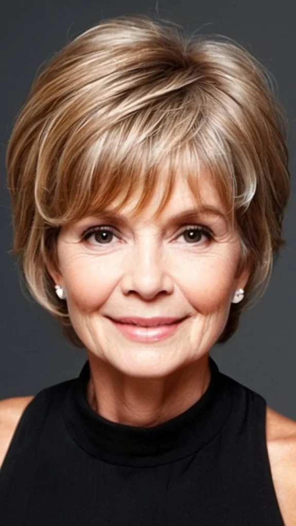Round Wedge Cut Wash and Wear Hairstyles For Women Over 70