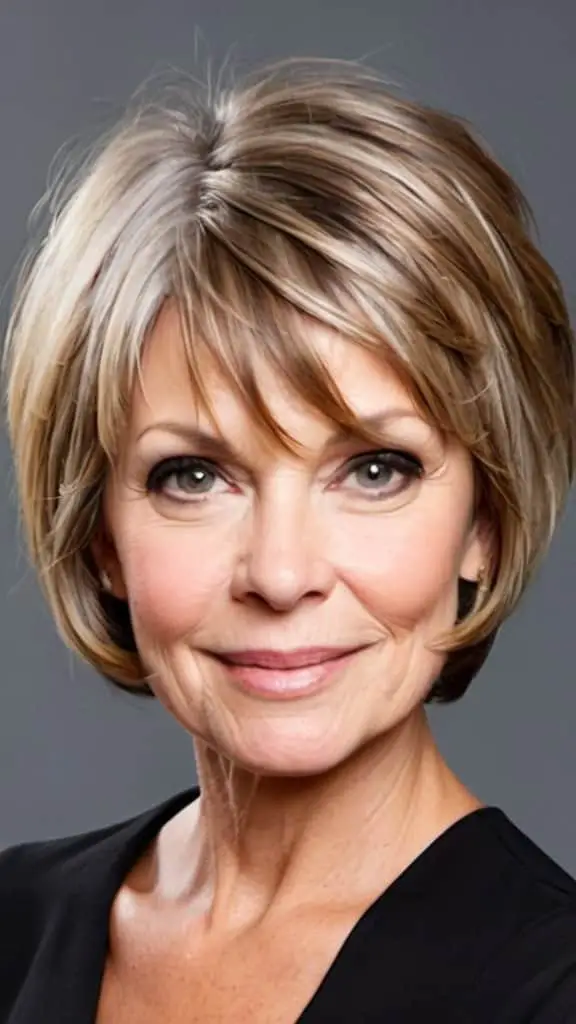 Rounded Bob with Loose Waves Short Hairstyles For Thin Hair For Woman Over 50