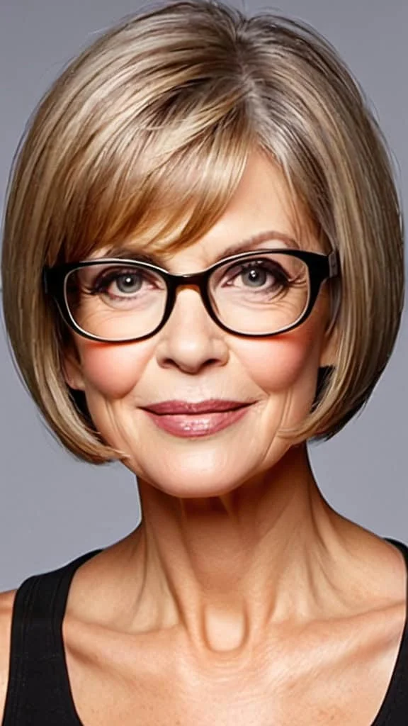 Rounded Bob Hairstyles with glasses over 50