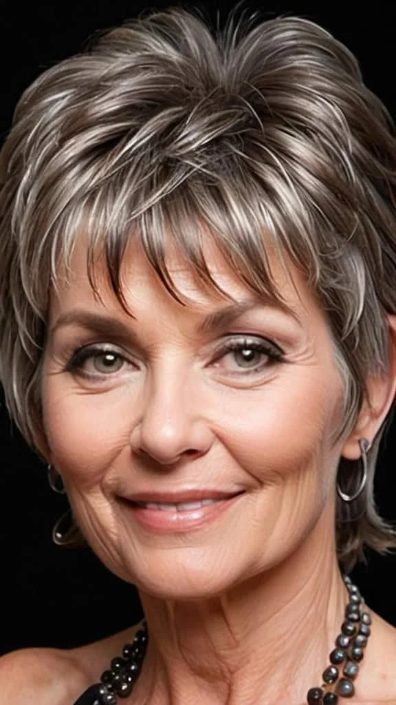 Salt and Pepper Shag Shag Hairstyles For Women Over 50