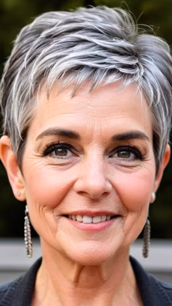 Salt-and-Pepper Short Pixie Pixie Haircuts For Women Over 50
