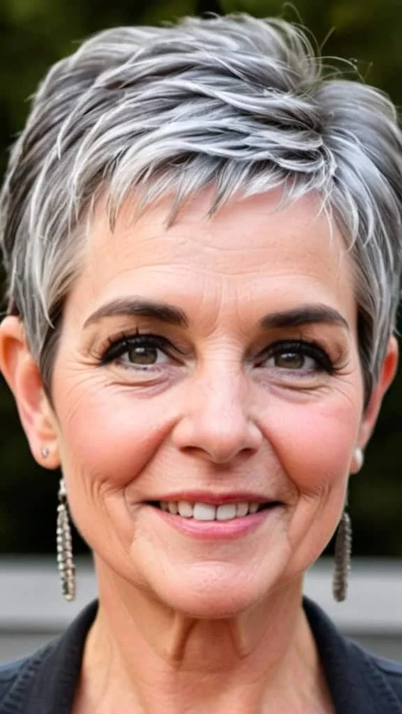 Salt-and-Pepper Short Pixie Pixie Haircuts For Women Over 50