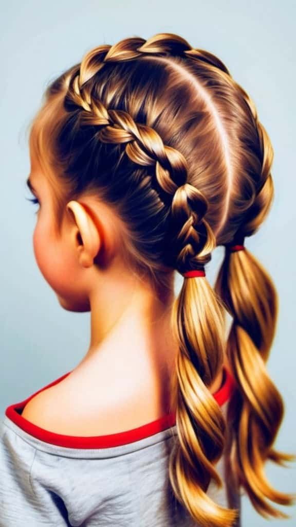 Sectional Mini Braided Hairdo Christmas Hairstyles for Kids
