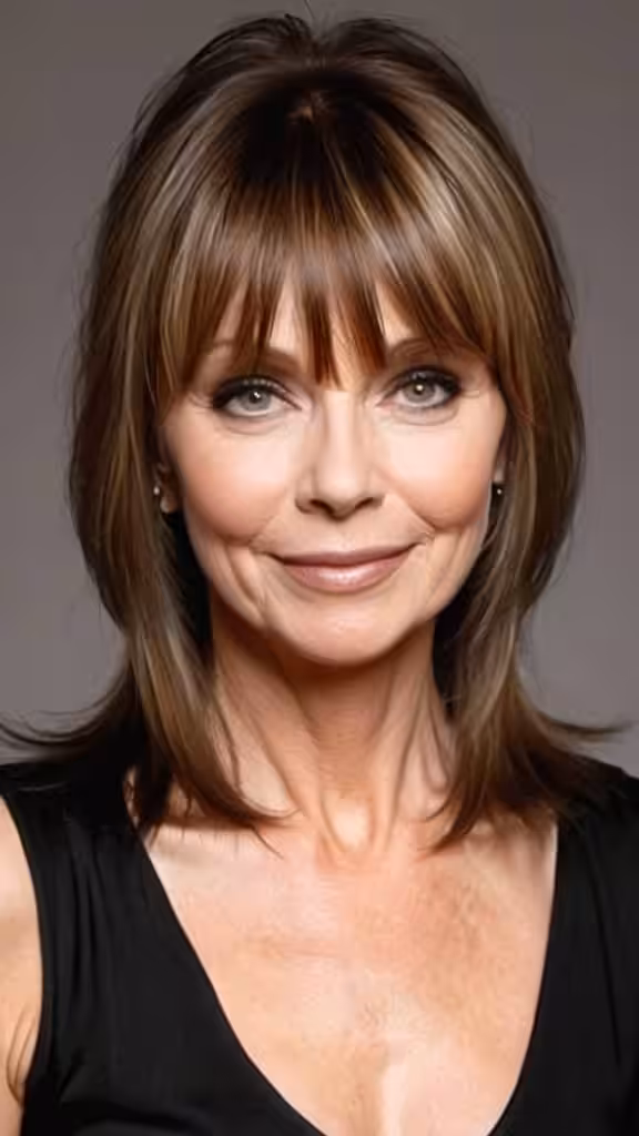 Shag with Bangs Long hairstyles after 50