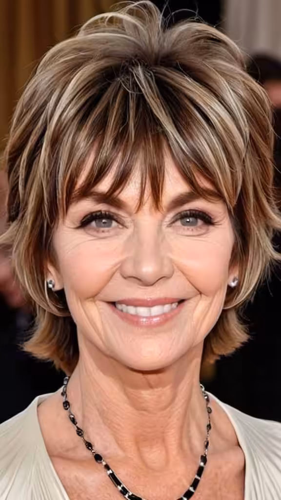 Shag with Curtain Bangs Short Shag Hairstyles For Women Over 60