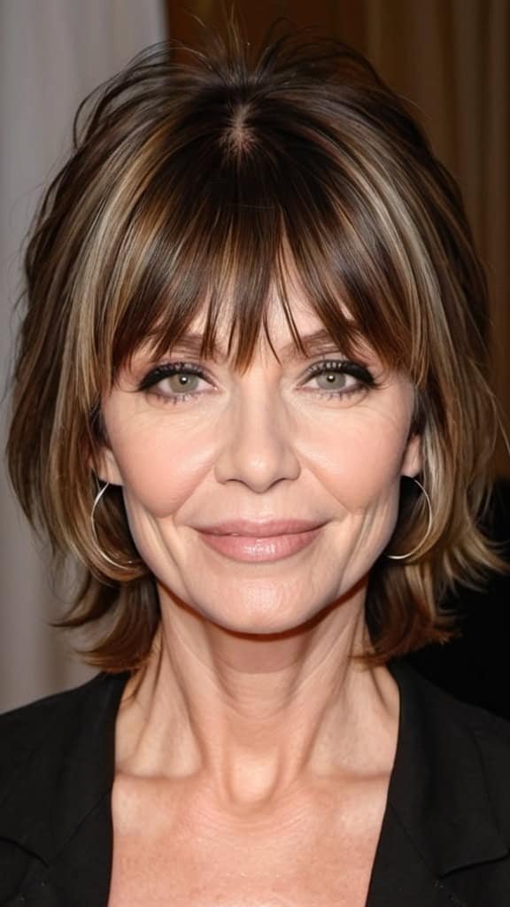 Shag with Curtain Bangs Wavy Hairstyles For Women Over 40
