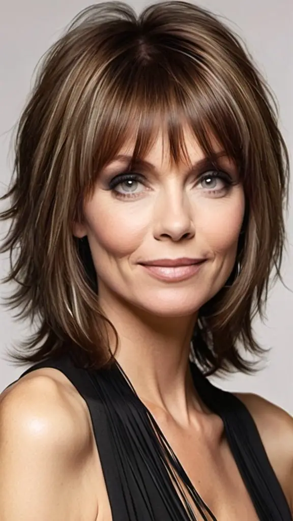 11 Best Thin Hair Hairstyles For Women Over 40 Shag with Curtain Fringe