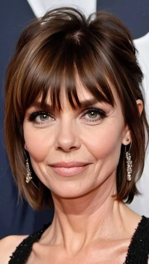 Shag with Piece-y Bangs Hairstyles With Bangs For Women Over 40