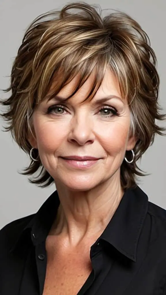 Shaggy Cut with Layers Hairstyles For Thick Hair For Woman Over 50