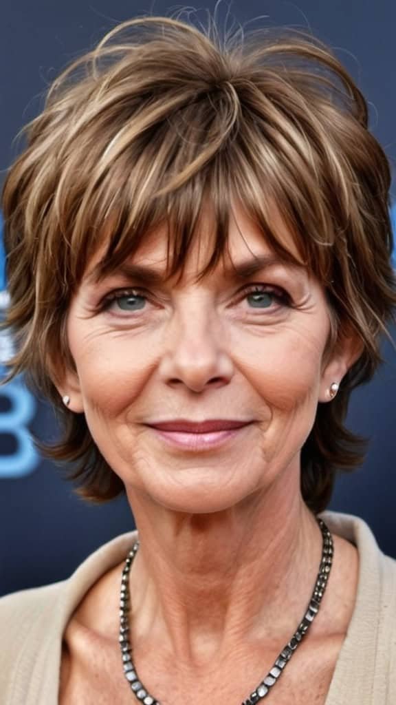 Shaggy Haircut with Face-Framing Bangs Short Shag Hairstyles For Women Over 60