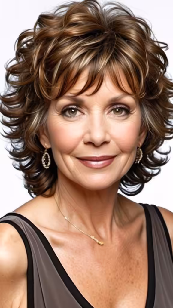 Shaggy Layers Curly hairstyles for women over 50