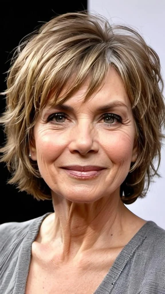 Shaggy Messy Bob Hairstyles for Thin Hair For Women Over 60