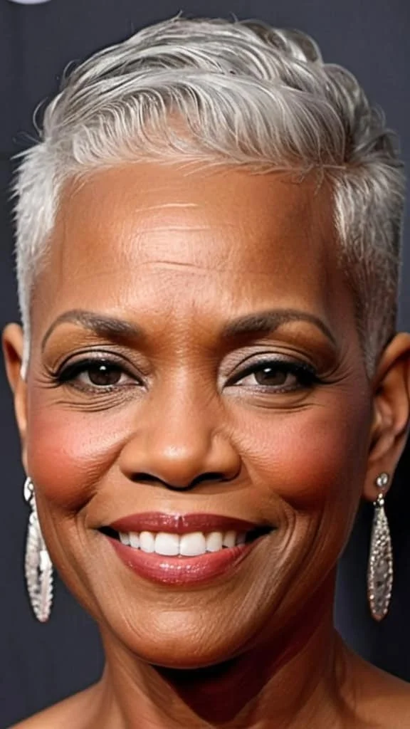 Shaved Head for Gray-Haired Women Hairstyles for black women over 50