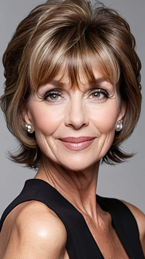 Short Bouffant with Full Bangs Bangs for women over 50
