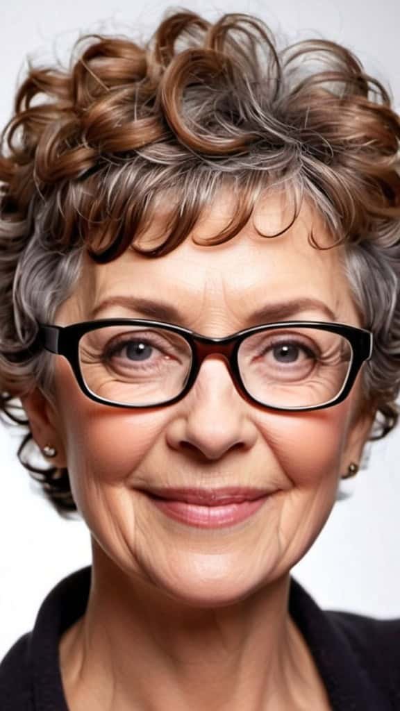 Short Curly Hair Hairstyles With Glasses For Women Over 70