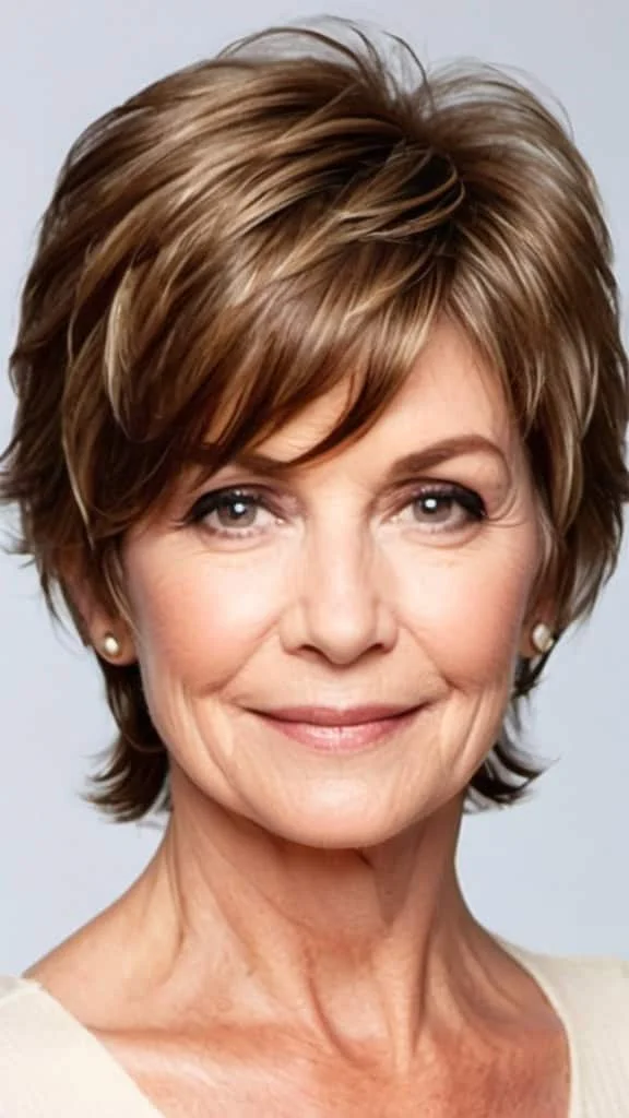 Short Feathered Layers Short Hairstyles For Fine Hair for Woman Over 70