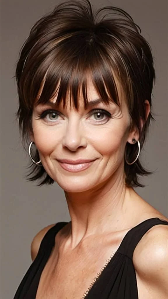 Short Shag with Bangs Hairstyles With Bangs For Women Over 40