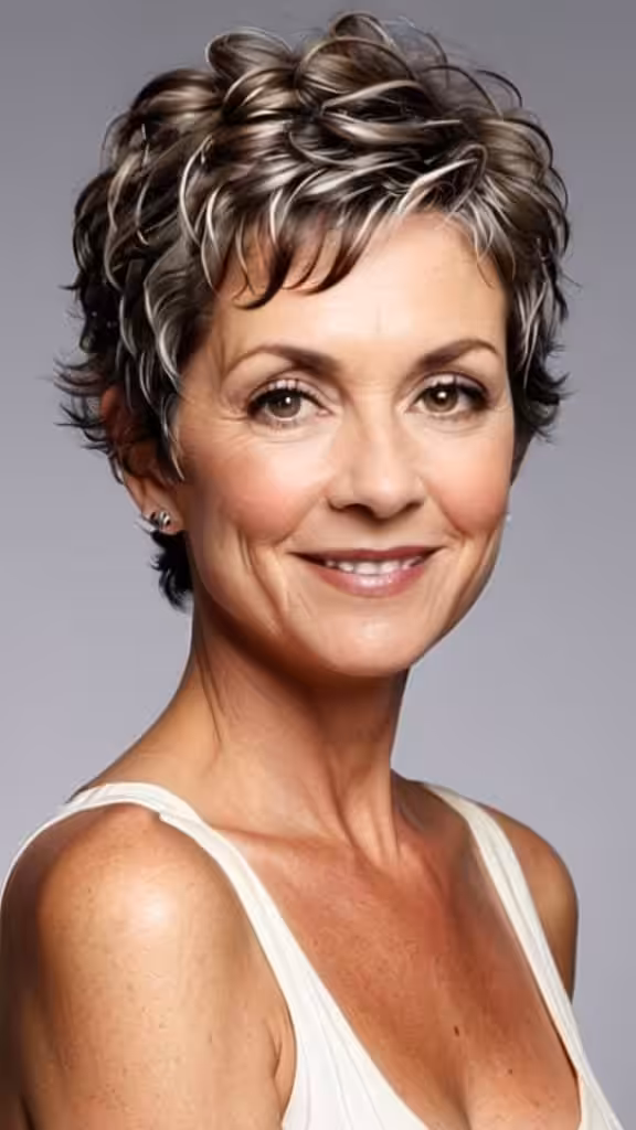 Short Tapered Pixie Curly hairstyles for women over 50