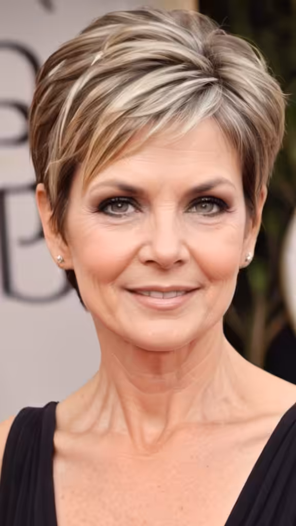 Short Wispy Crop Hairstyles for women over 40
