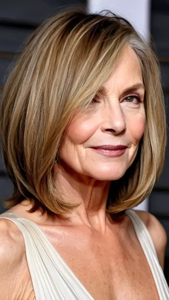Shoulder-Length Lob Medium Length Hairstyles For Woman Over 60