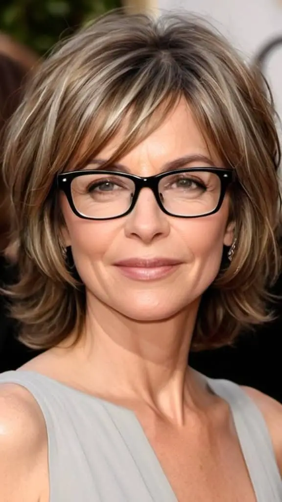 Shoulder Length Shaggy Hairstyle Hairstyles With Glasses For Women Over 40