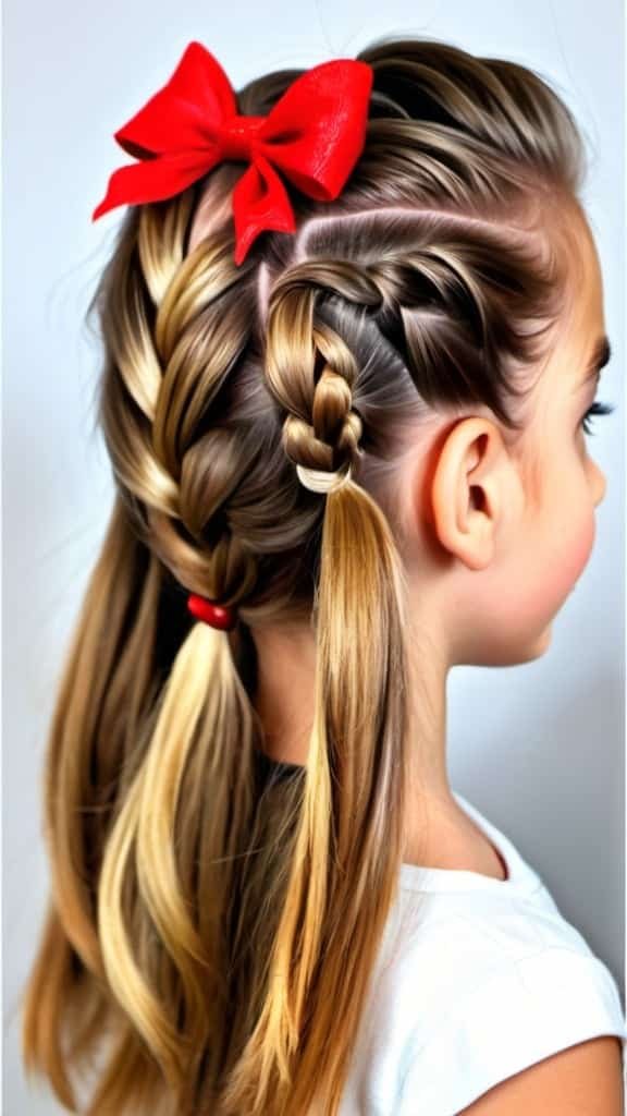 Side French Braid Christmas Hairstyles for Kids