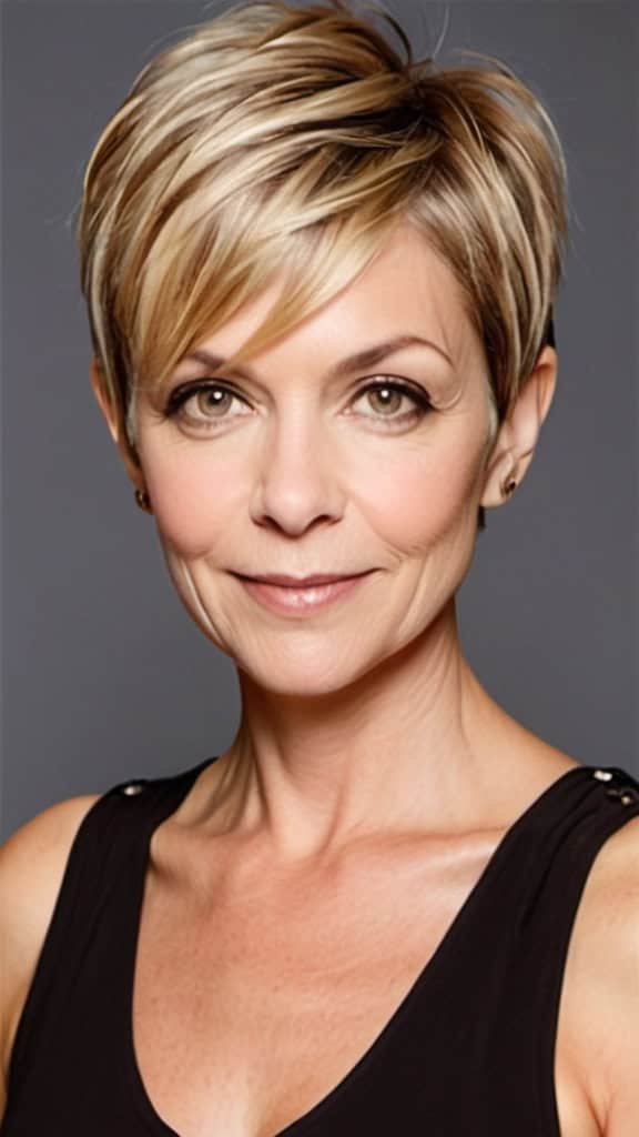 Side Fringed Pixie Short Hairstyles For Women Over 40