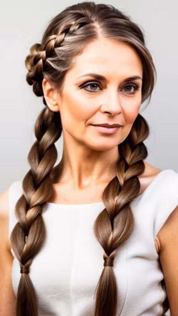 Side Front Braid Long hairstyles after 50