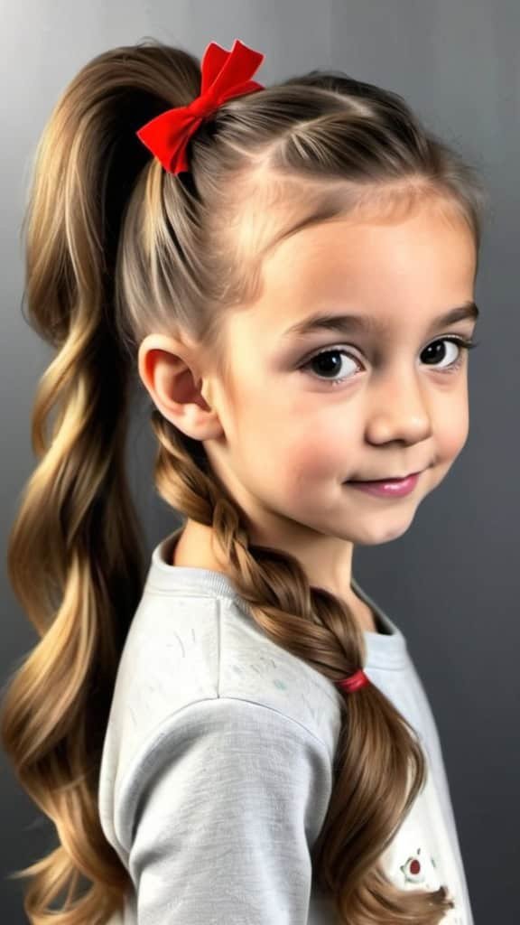 Side High Ponytail Christmas Hairstyles for Kids
