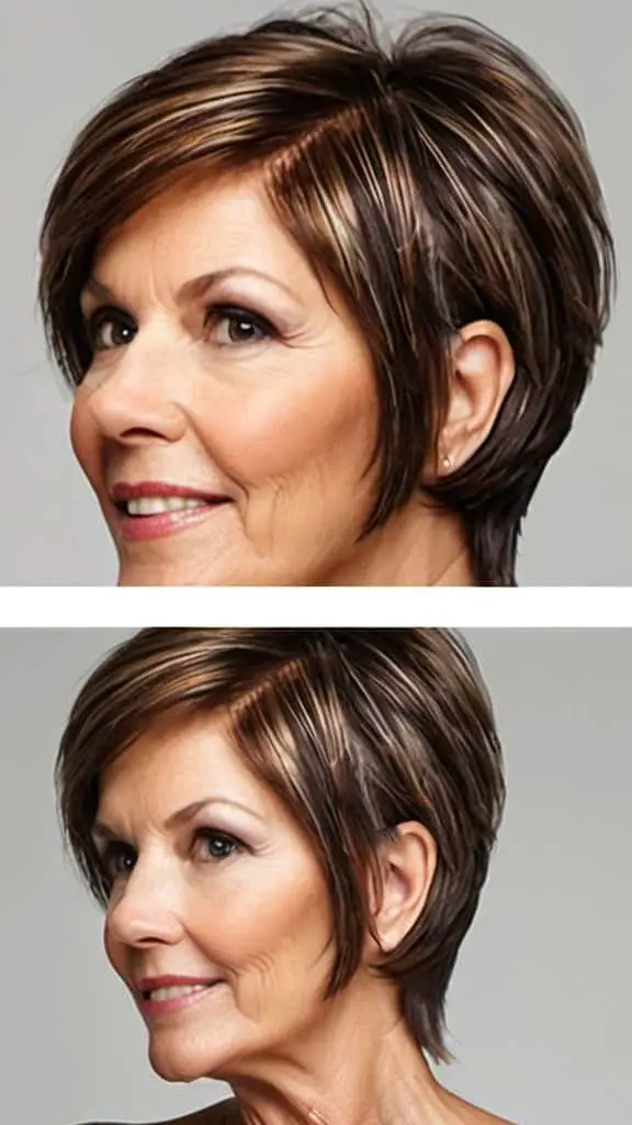 Side-Parted Asymmetrical Wedge Wedge Haircuts For Women Over 50